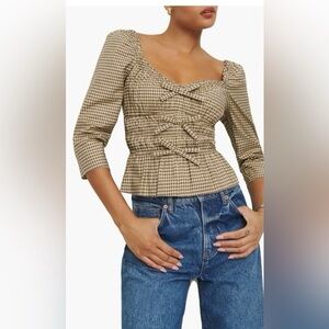 Reformation Lauryn Gingham Cotton Top